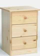 Table de chevet, table de nuit en pin naturel, 3 tiroirs
