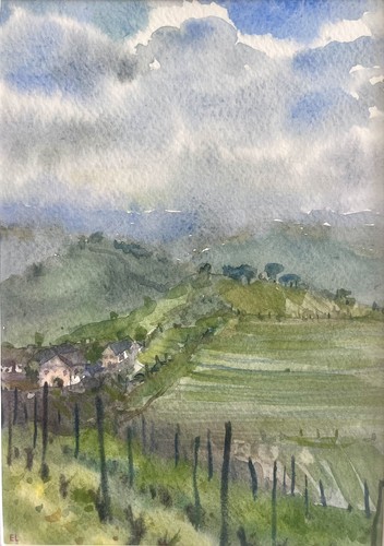 Original watercolor landscape - original,