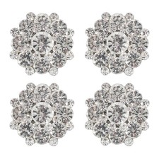 4 Boutons En Métal À Strass