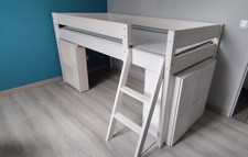 Lit Combiné En Pin Massif Blanc 