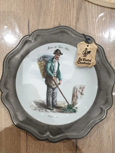 Assiette étain décor - en,