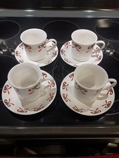 Set Of 4 - Gibson Christmas Morning Cups & Saucers - Dishwasher & Microwave Safe