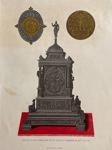 Horloge fer damasquine xve - horloge,