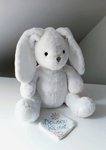 Peluche doudou lapin assis - lapin,