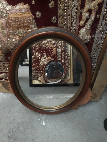 Ancien miroir ovale bois - ancien,