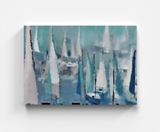 Tableau paysage marin mer coloré style maison toile décoration art