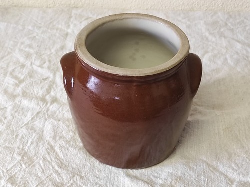 Ancien pot graisse terre - pot, en