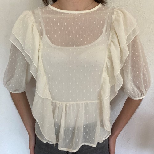 Blouse ecrue transparente - ecrue,