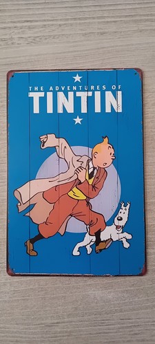 Tintin plaque métal texte - métal, (