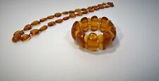 Ancienne parure collier bracelet d'ambre 55,6 G Art Déco