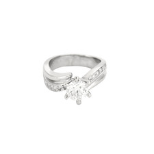 Grey Gold and Diamond Solitaire Ring