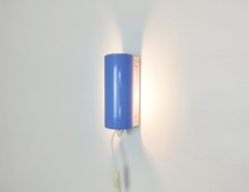 Vintage light blue sconce, wall light, Swedish space age design, Scandinavian