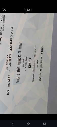 Billet ticket concert gims - billet,