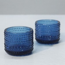 Iittala & Oiva Toikka Pair of Kastehelmi Blue Scandinavian Design Candle Holders