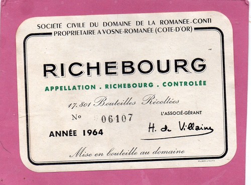 Etiquette richebourg 1964 - richebourg,