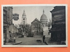 Old postcard France Paris Old Montmartre Place Cabaret du TERTRE Bouscarat Sacré-Cœur
