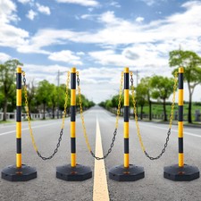 VEVOR 4PCs Poteaux de Signalisation Cône de Signalisation sur Socle Chaîne 2,4 m