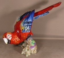 Large Full Size Porcelain Macaw Parrot Hand Painted Limoges Late 20th Century