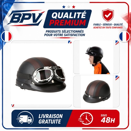 Casque moto vintage jet ouvert