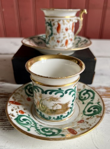Pair paris porcelain cups - porcelain,