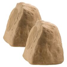 8" Rock Outdoor Speaker Pair 200W Weather Resistant HiFi Sandstone Brown RX805