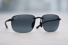 MAUI JIM MEN AND WOMEN HOOKIPA POLARIZED RIMLESS MJ-407-02 GLOSS BLACK/GRAY