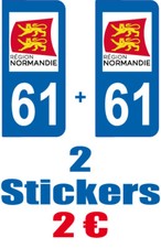 2-STICKERS-PLAQUE-AUTO-IMMATRICULATION-DEPARTEMENT-LOGO 61