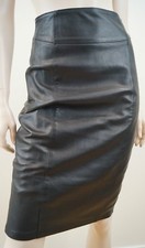 VENTCOUVERT Black Fitted Supersoft Leather Fitted Lined Pencil Skirt FR38; UK10