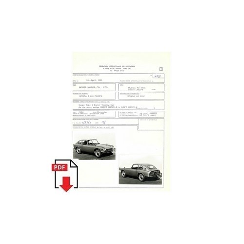 1965 honda s600 - as285, fiche