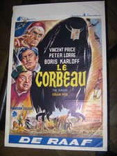 LE CORBEAU THE RAVEN 1960 VINCENT PRICE BORIS KARLOFF BELGIAN POSTER AFFICHE POE