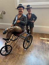 Vintage Laurel & Hardy On A Tandem Tricycle Figurine Bicycle Rare