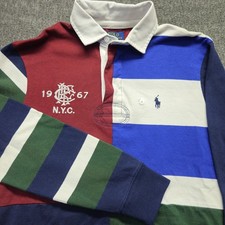 Polo Ralph Lauren Men's Classic-Fit Patchwork Jersey Rugby Shirt Size Small S
