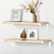 Lot de 2 Etagere Murale Rustique en Bois, 40CM Brun Clair Etagères Flottantes...