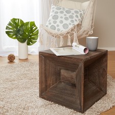 Tabouret Cube Bois Pouf Table