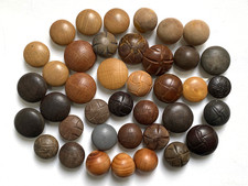 Lot of 39 Vintage 16-22mm Buttons - Real Domed Wood