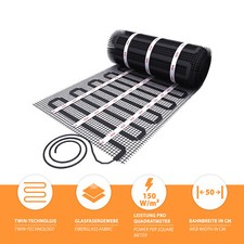 Chauffage au Sol Électrique Lit Mince Tapis 17mm Conductrices 150W/M² 10, 0m ²