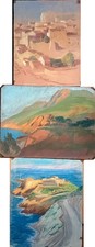 Tableaux lot de 3 Pastel Ed. Pannetier (1884-1965) Marine Orientaliste (?)