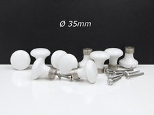 Ø35 Lot 10 Porcelain & Brass Furniture Buttons, Vintage Door Handle, Drawer