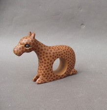Rond de serviette de table girafe en bois sculpté animal sauvage sculpture 