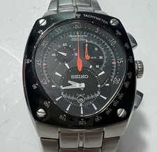 SEIKO SPORTURA KINETIC CHRONOGRAPH 7L22-0AD0 BLACK TACHYMETER MEN'S WATCH IN BOX