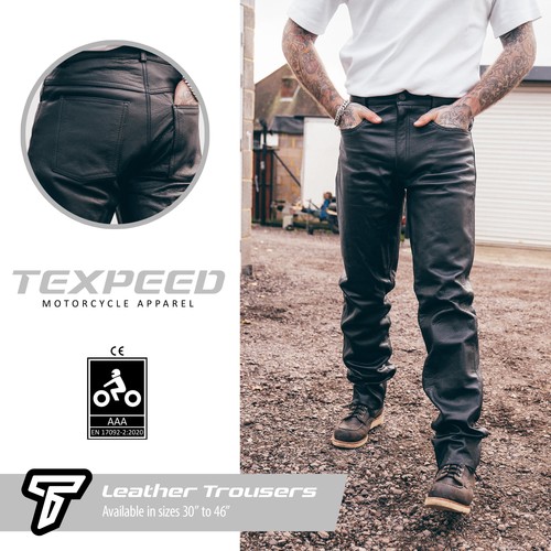 Pantalon moto cuir texpeed - cuir,