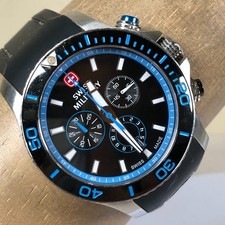 Swiss Military Men 0643.30 Chronograph Silicone Band Quartz 43mm Watch 7 1/2"