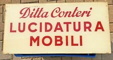 Enseigne Vintage Verre/Bois 1930 / 40's Ditta Conteri Polissage Meubles 74X36