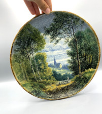 Antique Wall Plate, Village Decor, Forest, Shepherd with Sheep - Earthenware