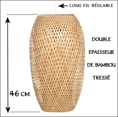 Lampe neuve bambou tressé - lampe,