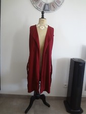 GILET LONG 40 42 BORDEAUX LEGER ETE BOLERO CHEMISE VESTE SUR TUNIQUE HAUT ROBE J