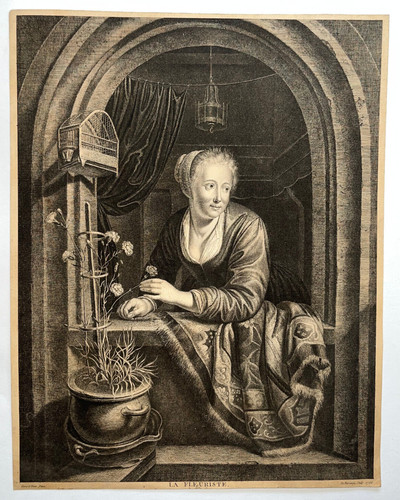 Fleuriste gravure gerard dow - fleuriste,