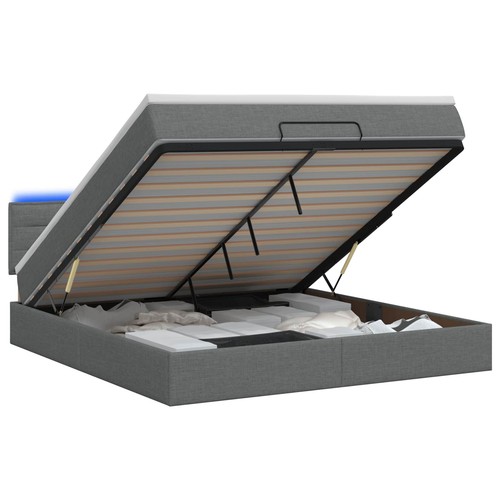 Lit ottoman avec matelas taupe