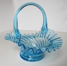 Stunning blue twisted glass basket circa 1900