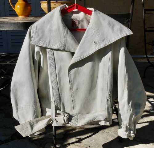 Blouson cuir agneau blanc - cuir, d'agneau